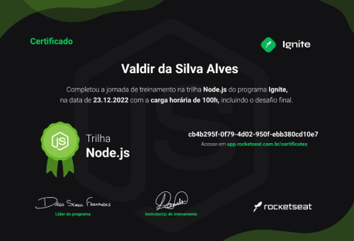 Pré-visualização do Certificado Trilha Node.JS